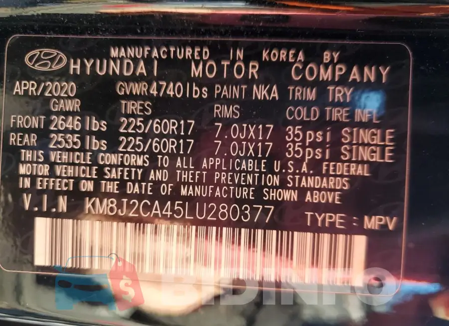 KM8J2CA45LU280377 Photo# 14