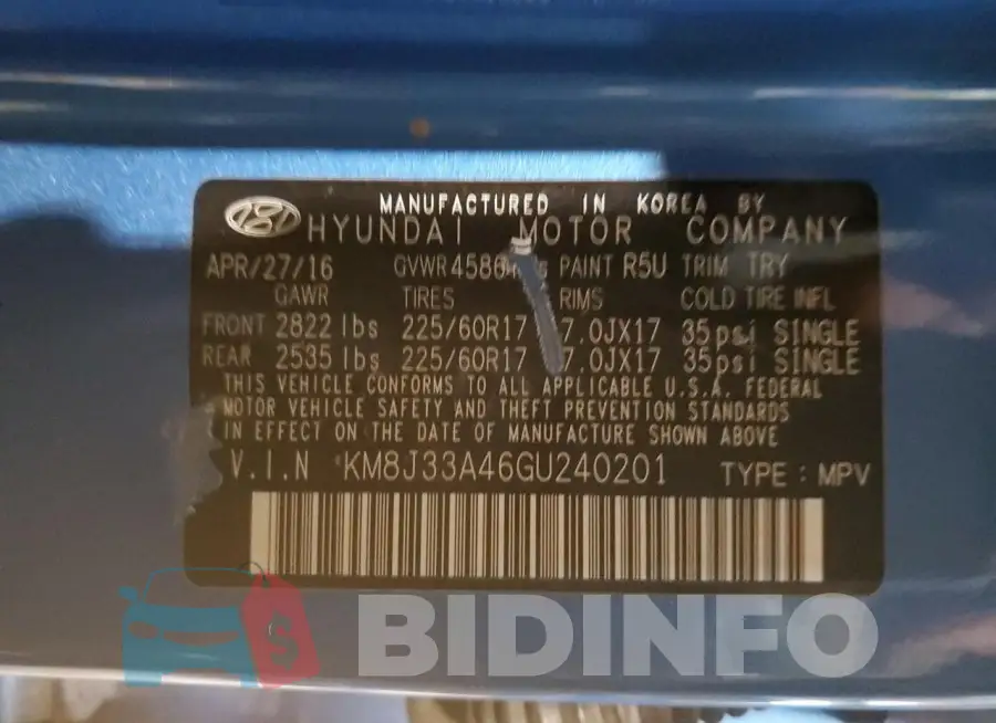 KM8J33A46GU240201 Photo# 13