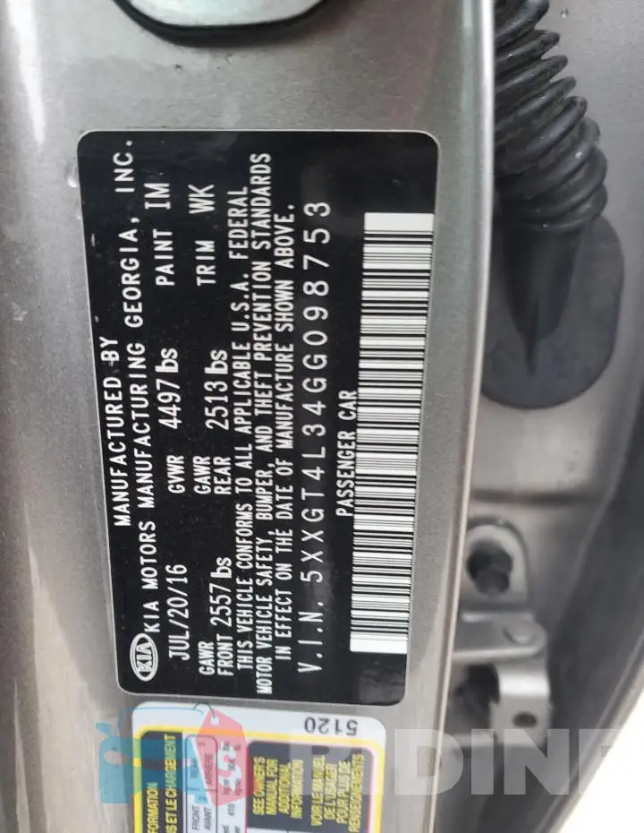 5XXGT4L34GG098753 Photo# 12