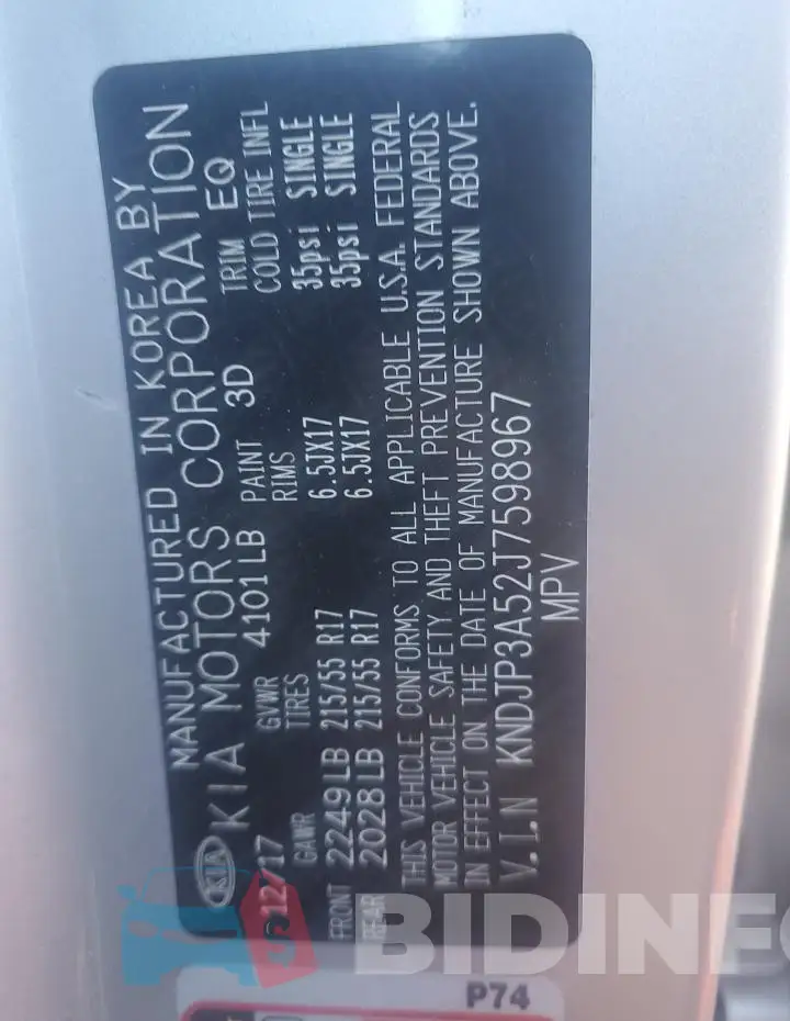 KNDJP3A52J7598967 Photo# 12