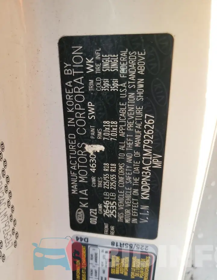 KNDPN3AC1M7926267 Photo# 13