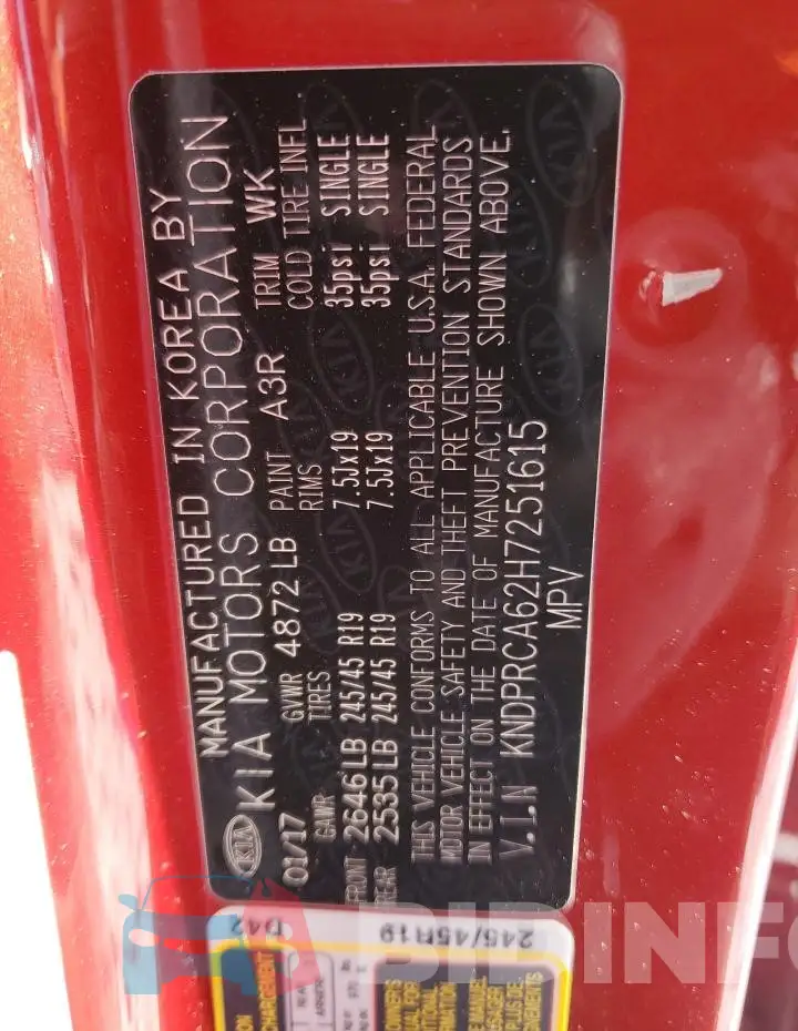 KNDPRCA62H7251615 Photo# 13