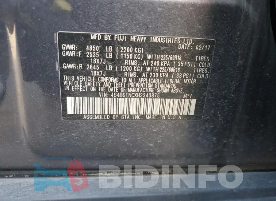 4S4BSENCXH3343875 Photo# 13