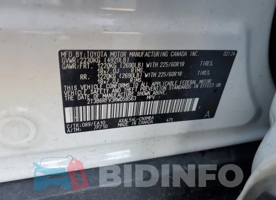2T3B6RFV3RW058563 Photo# 13