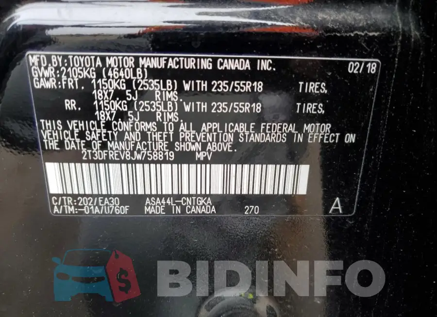 2T3DFREV8JW758819 Photo# 14