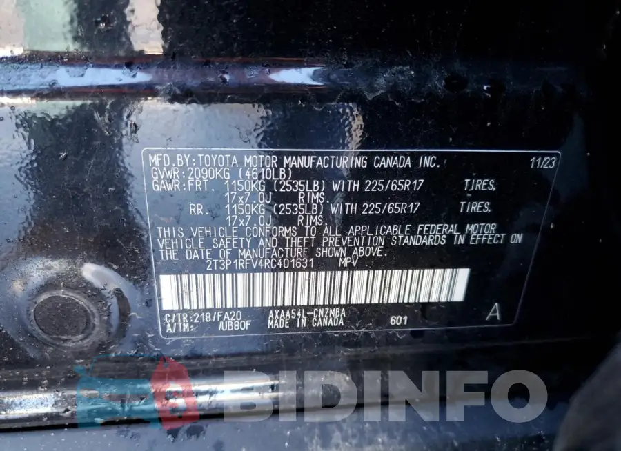 2T3P1RFV4RC401631 Photo# 13