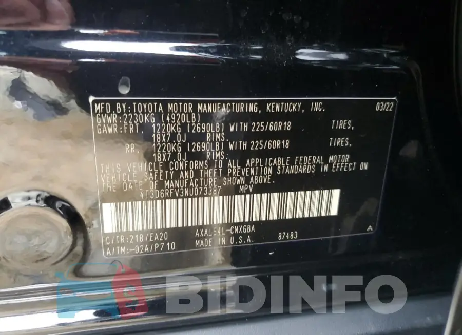 4T3D6RFV3NU073387 Photo# 13