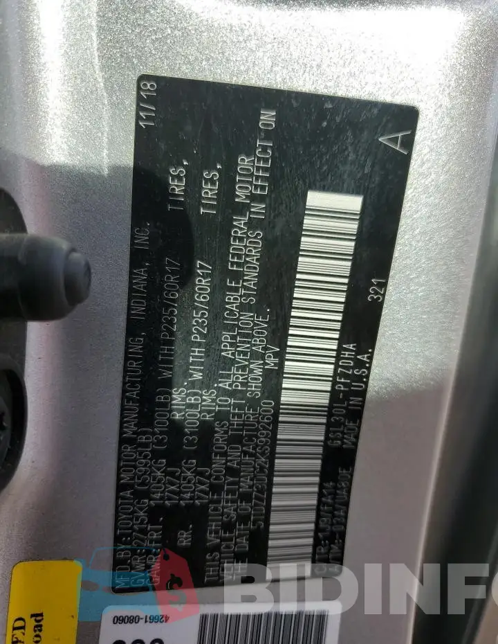 5TDZZ3DC2KS992600 Photo# 14
