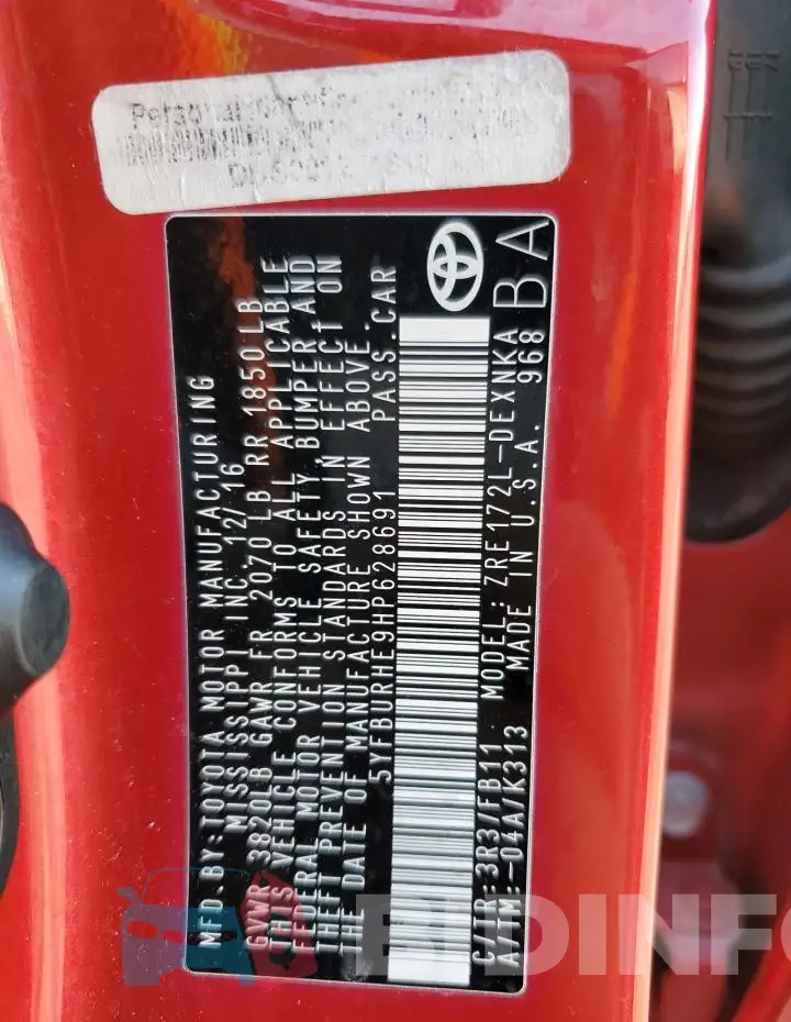 5YFBURHE9HP628691 Photo# 13