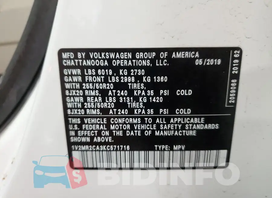 1V2MR2CA3KC571716 Photo# 13