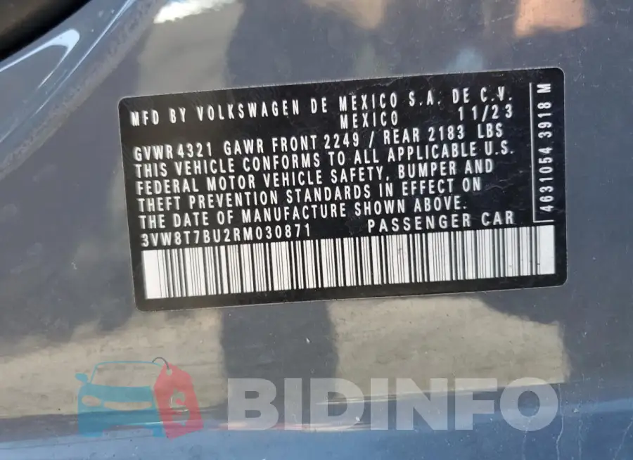 3VW8T7BU2RM030871 Photo# 13