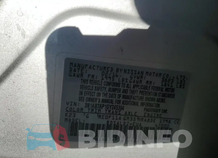 3N1AB7AP1GY245394 Photo# 13