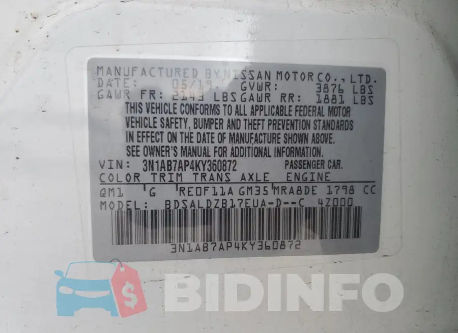 3N1AB7AP4KY360872 Photo# 12
