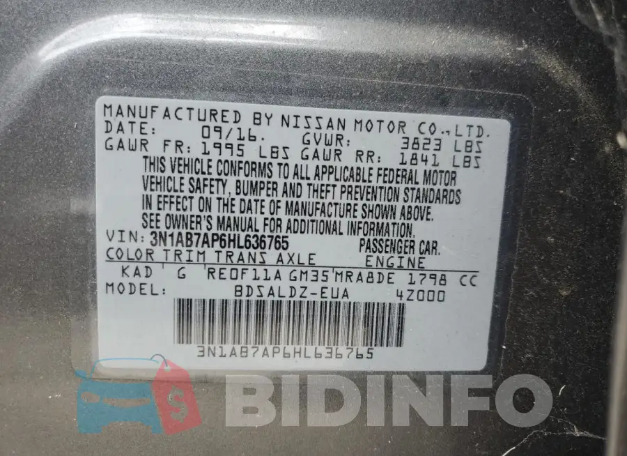 3N1AB7AP6HL636765 Photo# 13