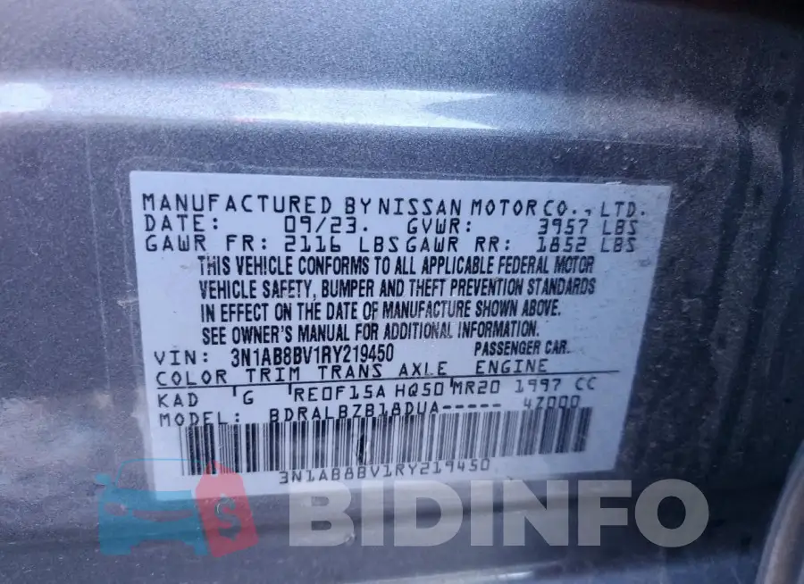 3N1AB8BV1RY219450 Photo# 12