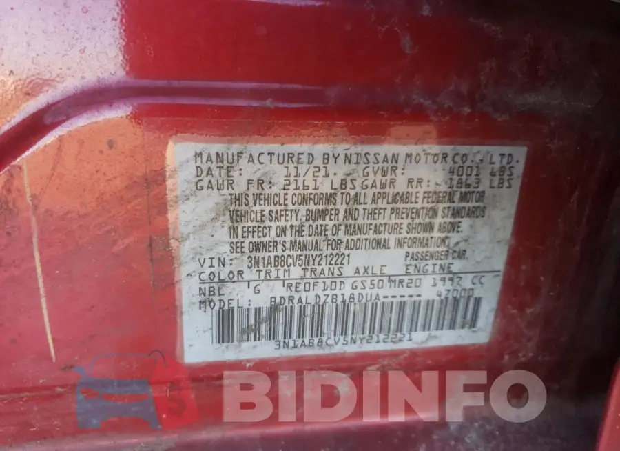 3N1AB8CV5NY212221 Photo# 13