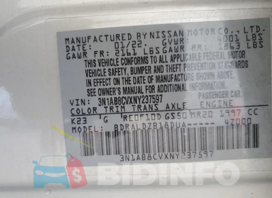3N1AB8CVXNY237597 Photo# 12