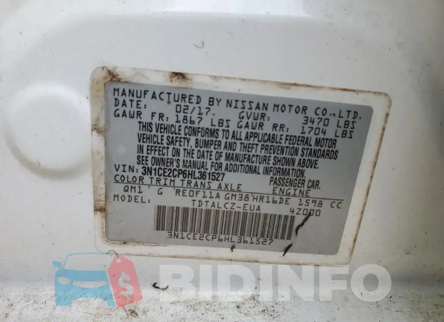 3N1CE2CP6HL361527 Photo# 13