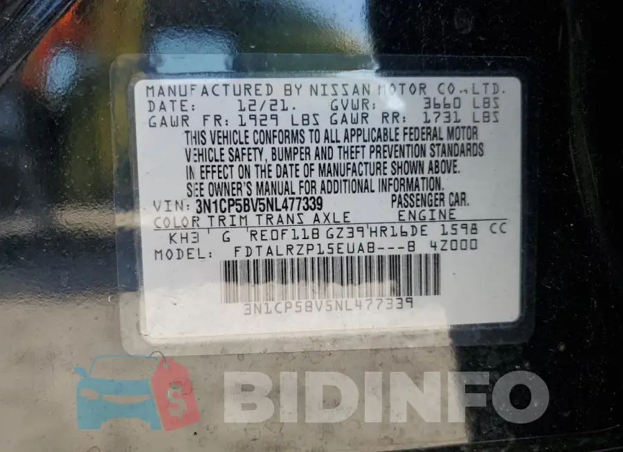3N1CP5BV5NL477339 Photo# 13