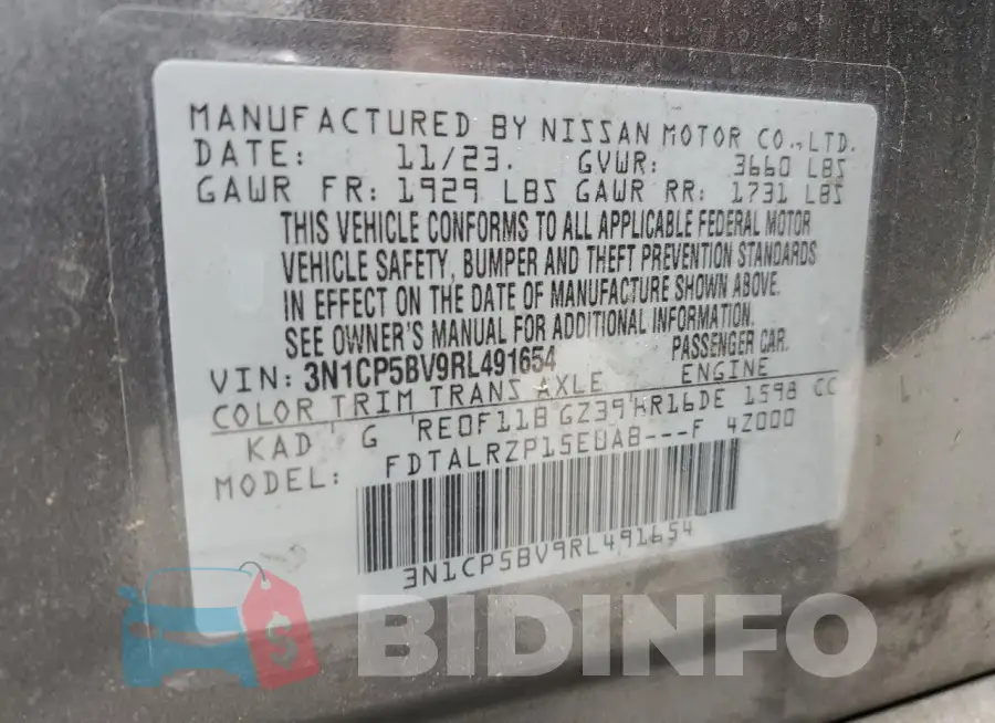 3N1CP5BV9RL491654 Photo# 12