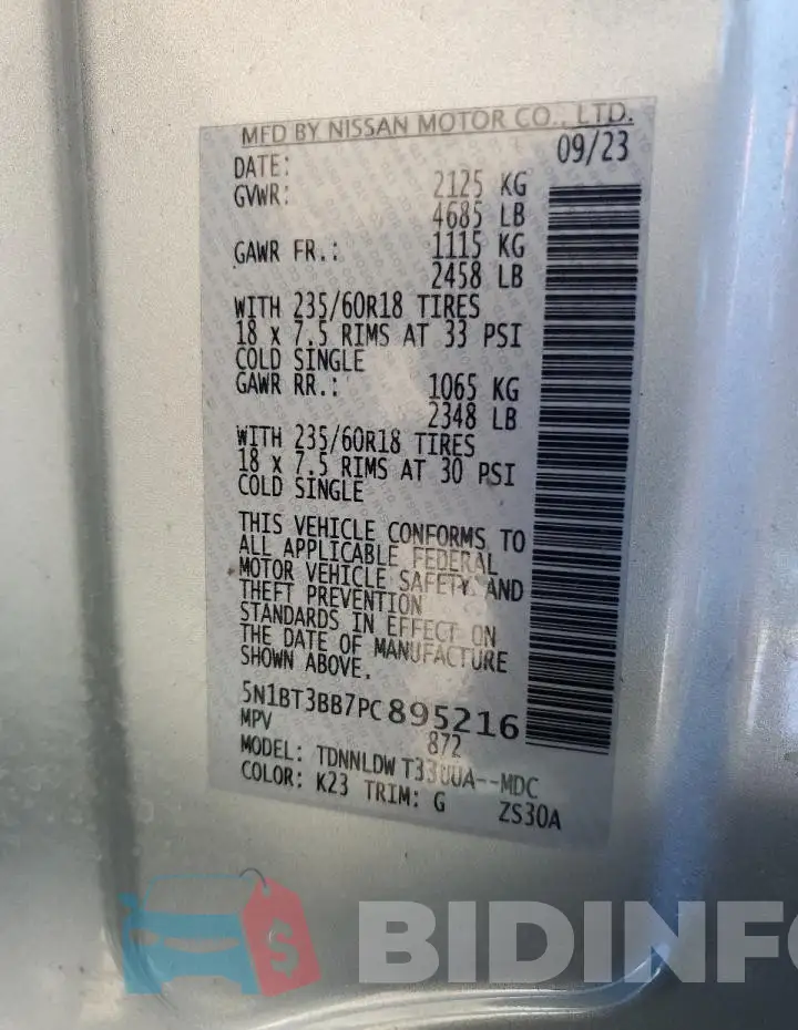 5N1BT3BB7PC895216 Photo# 14
