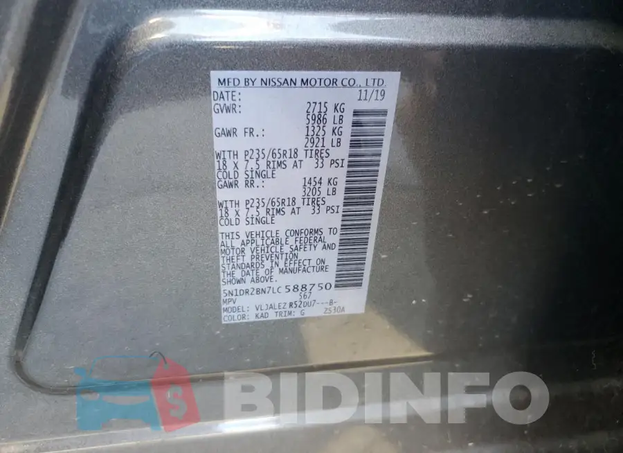 5N1DR2BN7LC588750 Photo# 14