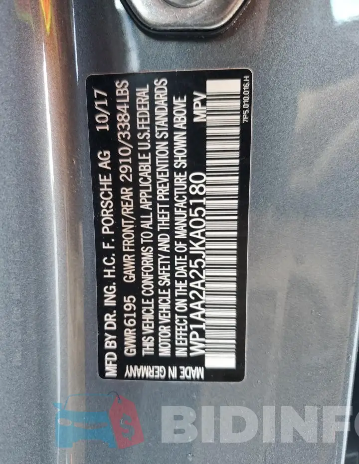 WP1AA2A25JKA05180 Photo# 13