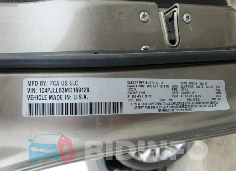 1C4PJLLB3MD169129 Photo# 14