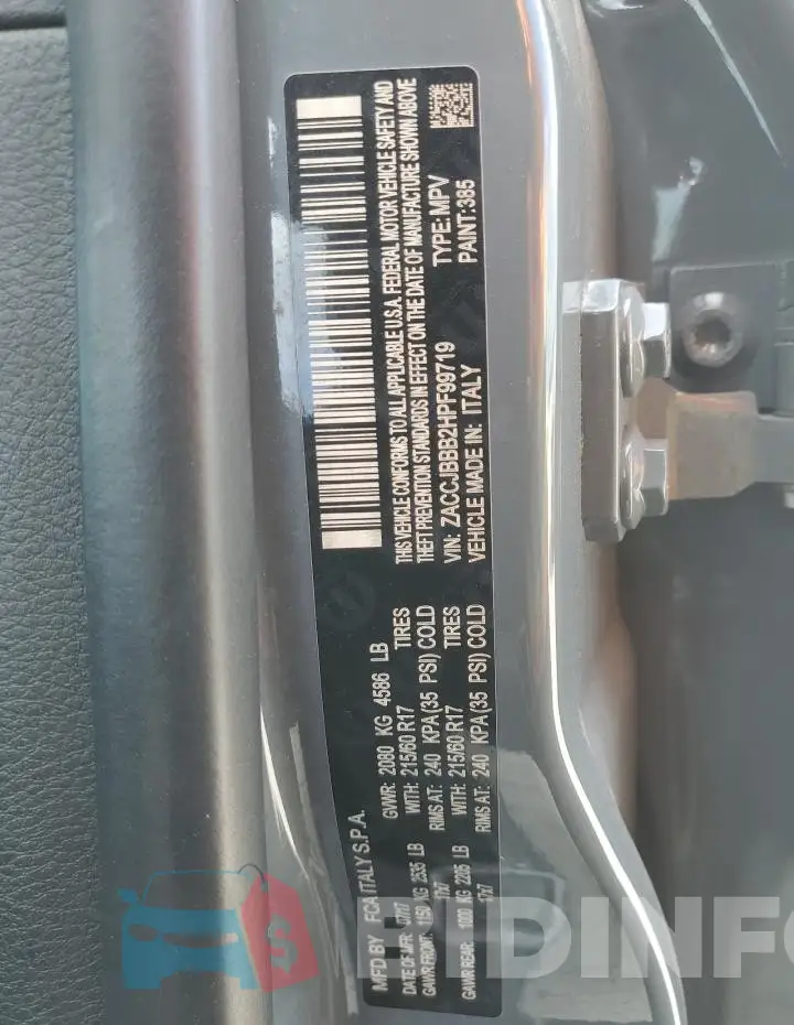 ZACCJBBB2HPF99719 Photo# 13