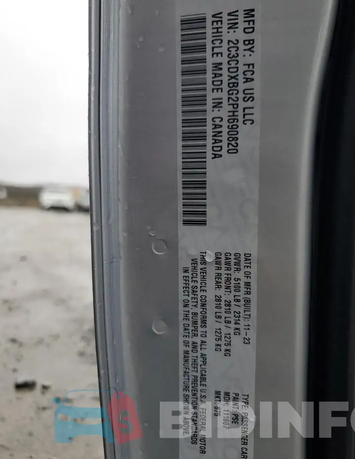 2C3CDXBG2PH690820 Photo# 12