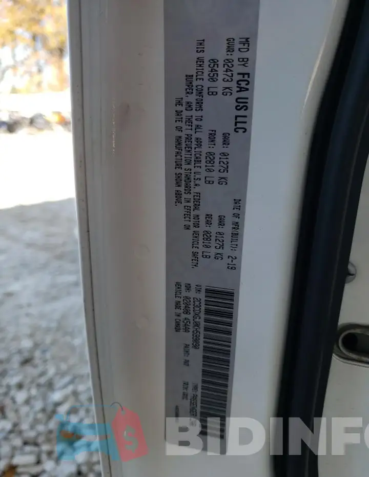2C3CDXGJ0KH599090 Photo# 12