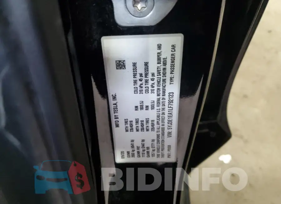 5YJ3E1EA1LF792123 Photo# 12