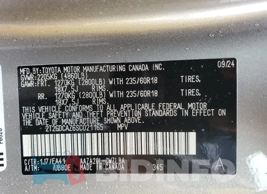 2T2GDCAZ6SC021165 Photo# 14