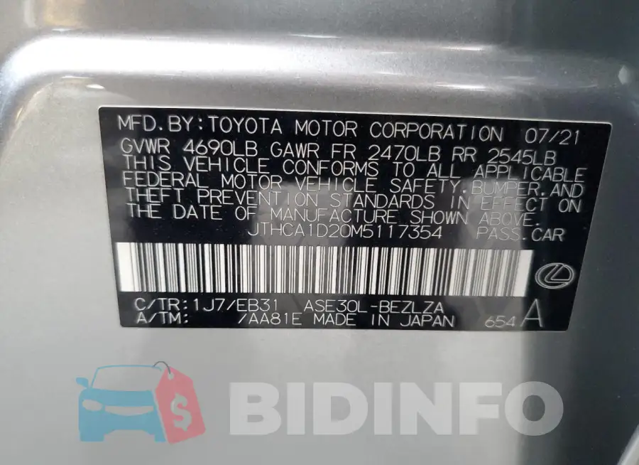 JTHCA1D20M5117354 Photo# 12