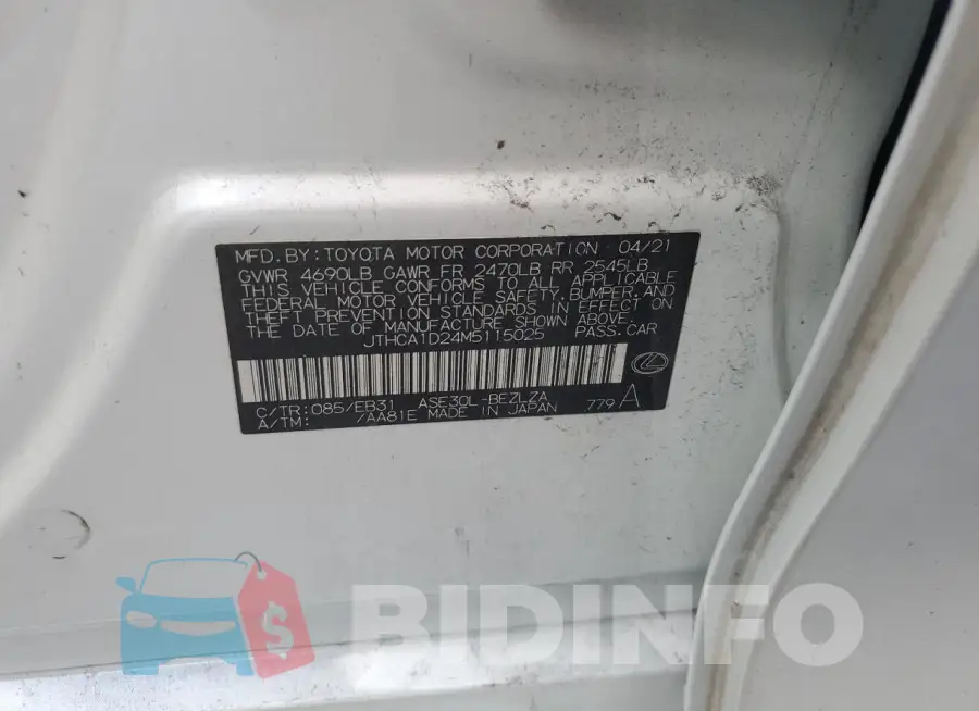 JTHCA1D24M5115025 Photo# 12