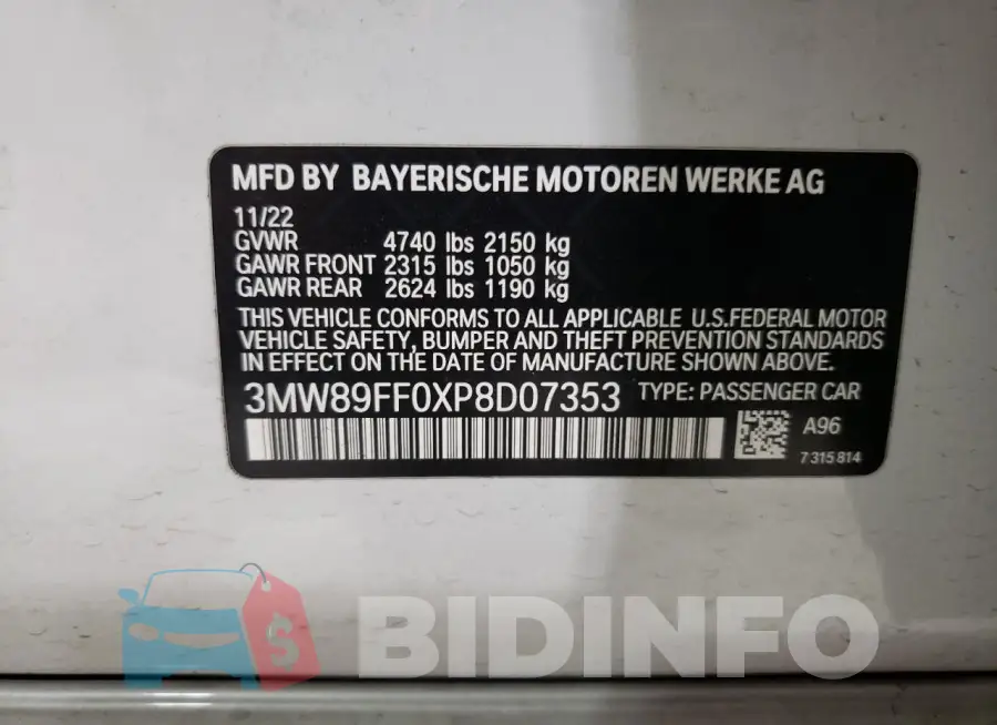 3MW89FF0XP8D07353 Photo# 12
