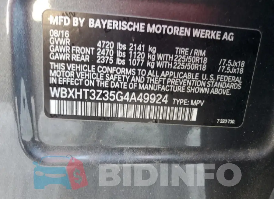 WBXHT3Z35G4A49924 Photo# 13