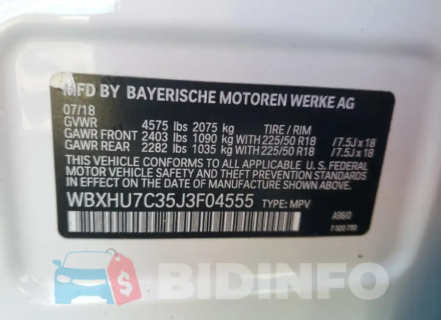 WBXHU7C35J3F04555 Photo# 13