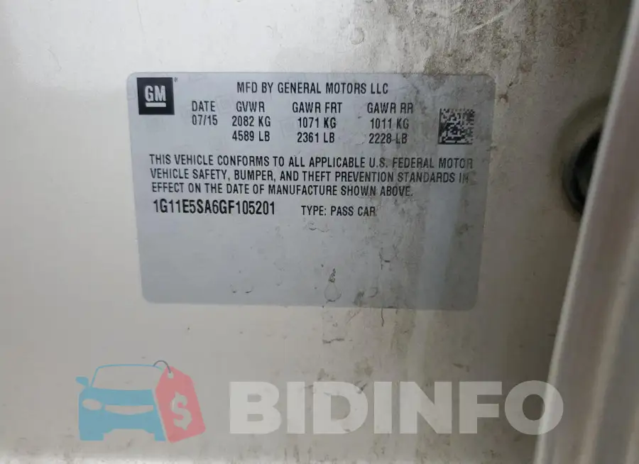 1G11E5SA6GF105201 Photo# 12