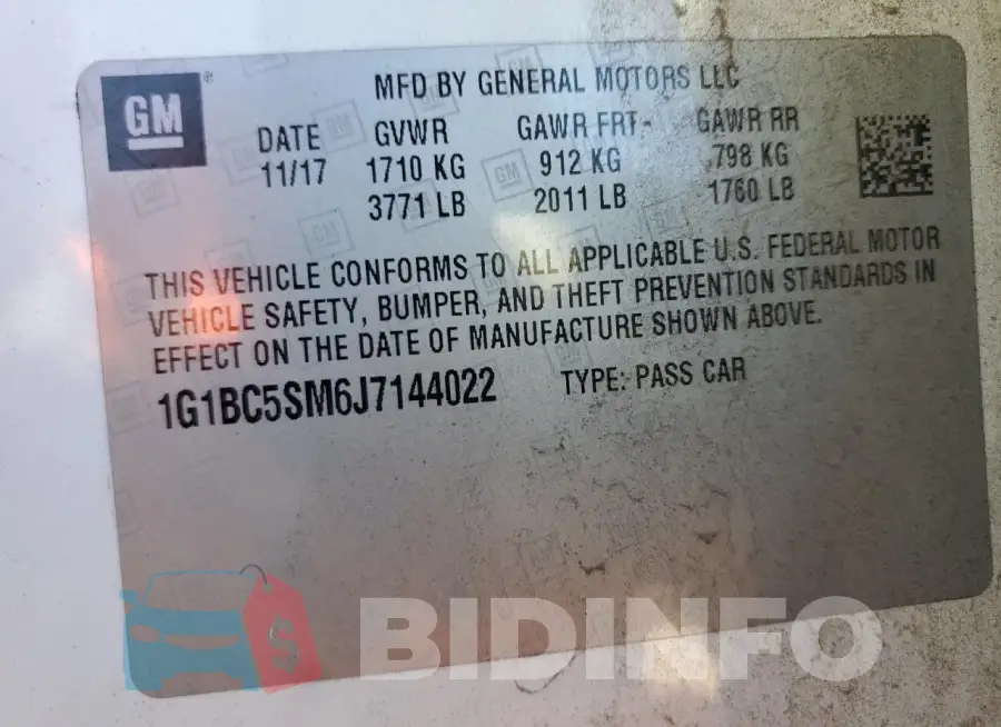 1G1BC5SM6J7144022 Photo# 12