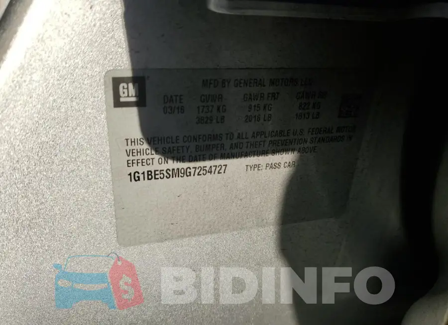 1G1BE5SM9G7254727 Photo# 12