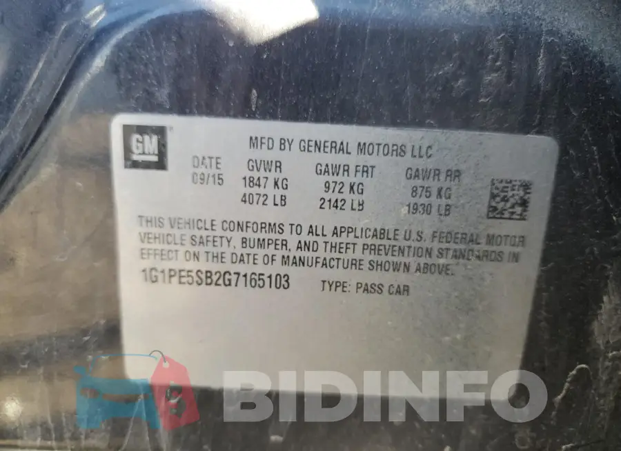 1G1PE5SB2G7165103 Photo# 12