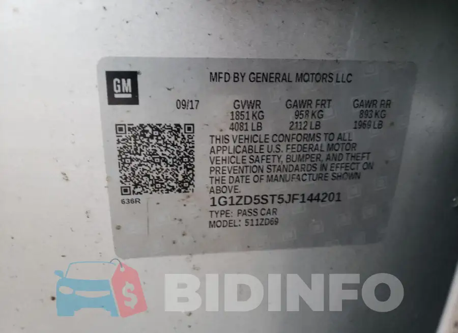 1G1ZD5ST5JF144201 Photo# 13