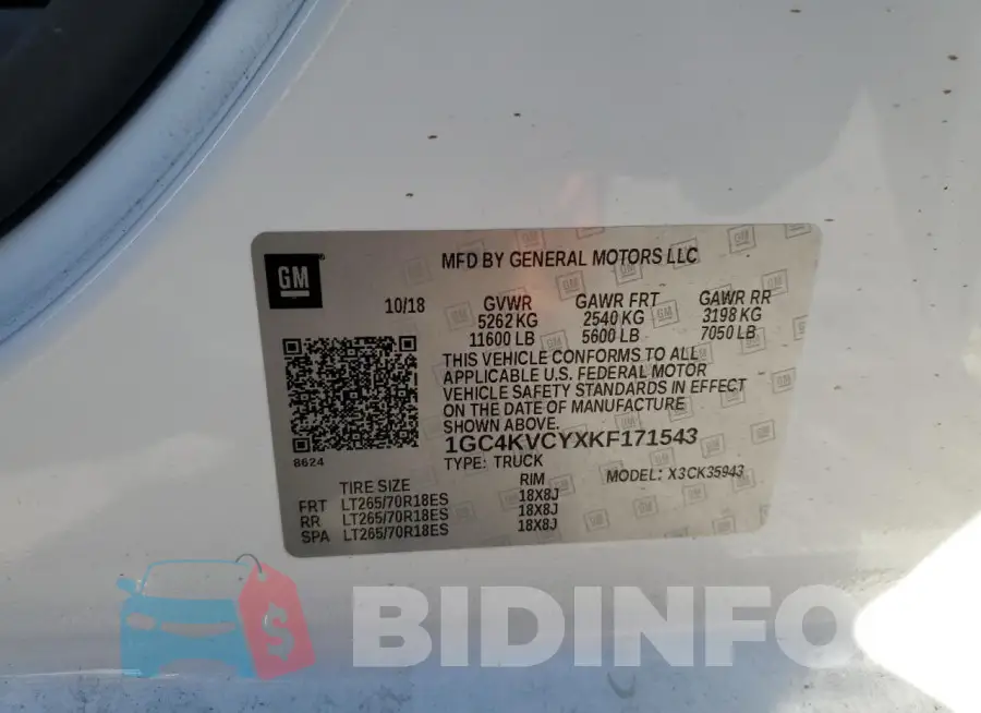 1GC4KVCYXKF171543 Photo# 12
