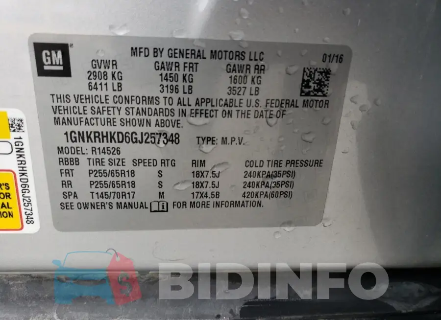 1GNKRHKD6GJ257348 Photo# 14