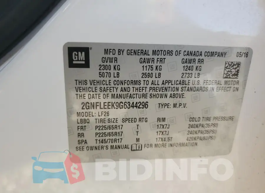 2GNFLEEK9G6344296 Photo# 14