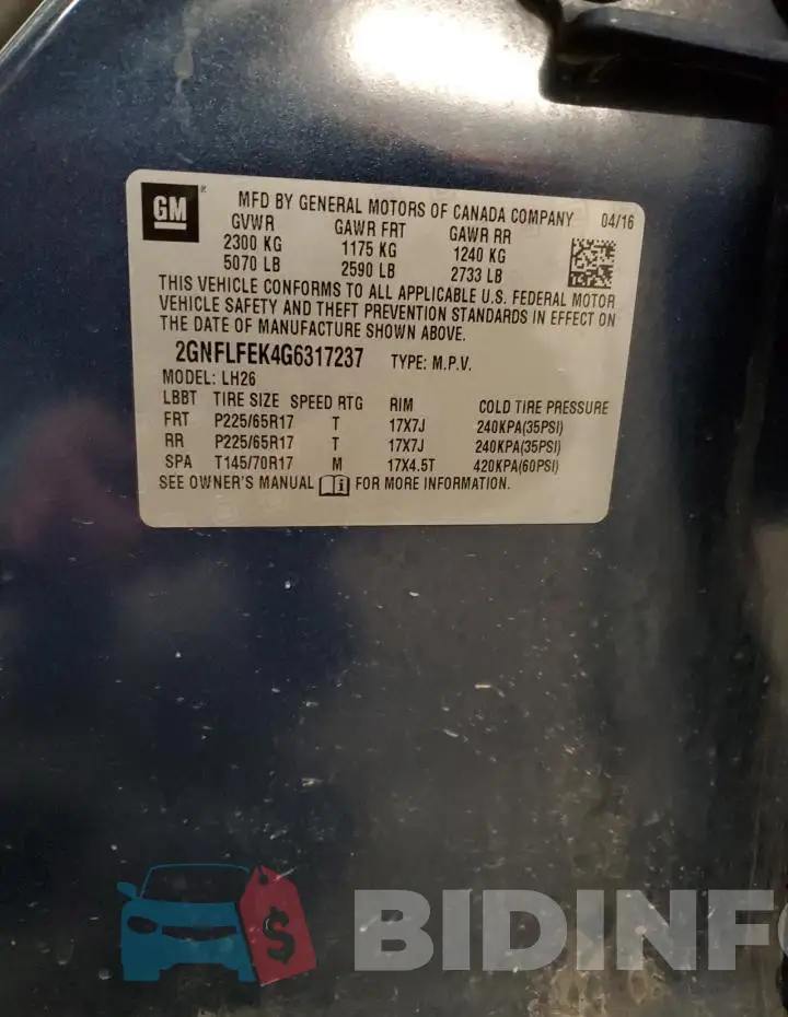 2GNFLFEK4G6317237 Photo# 13