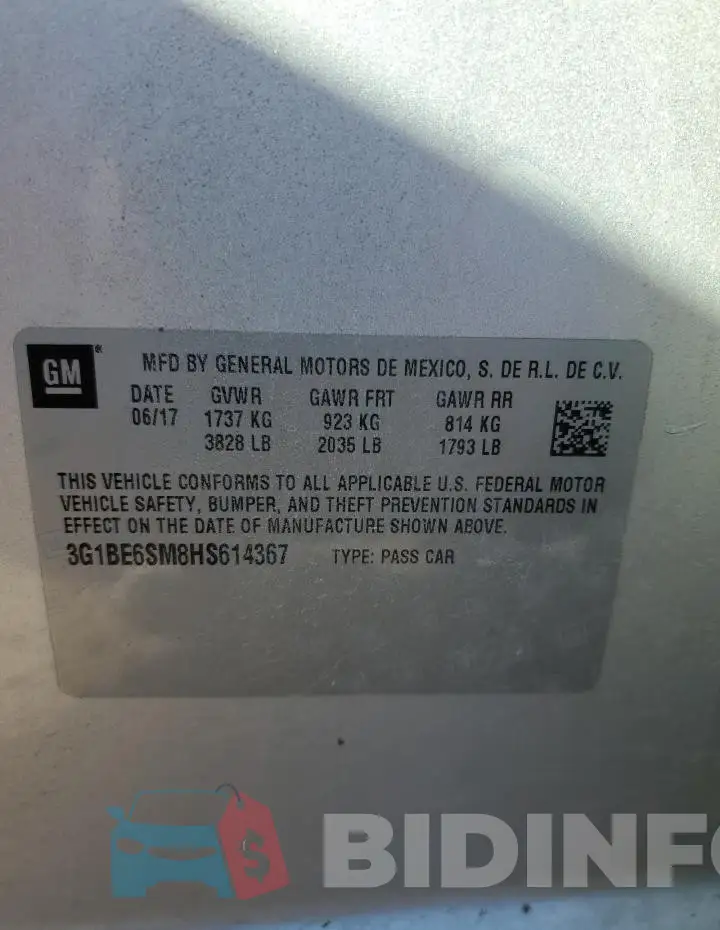 3G1BE6SM8HS614367 Photo# 12