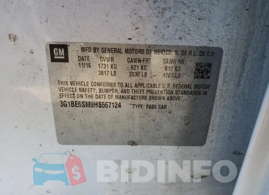 3G1BE6SM9HS567124 Photo# 12