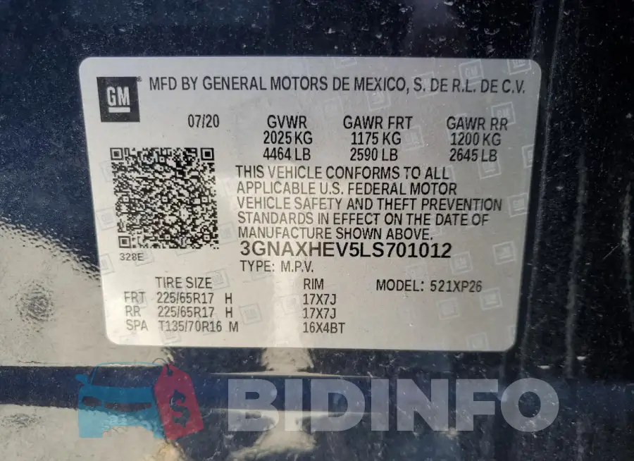 3GNAXHEV5LS701012 Photo# 13